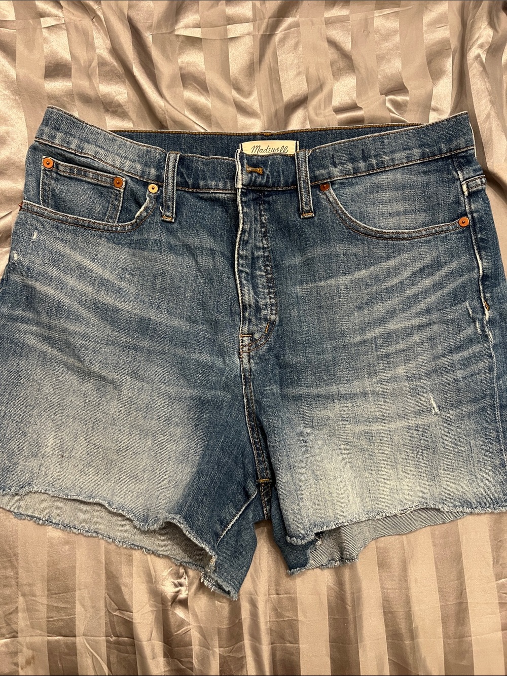 Madewell Distressed High-Rise Denim Cutoff Shorts - Blue